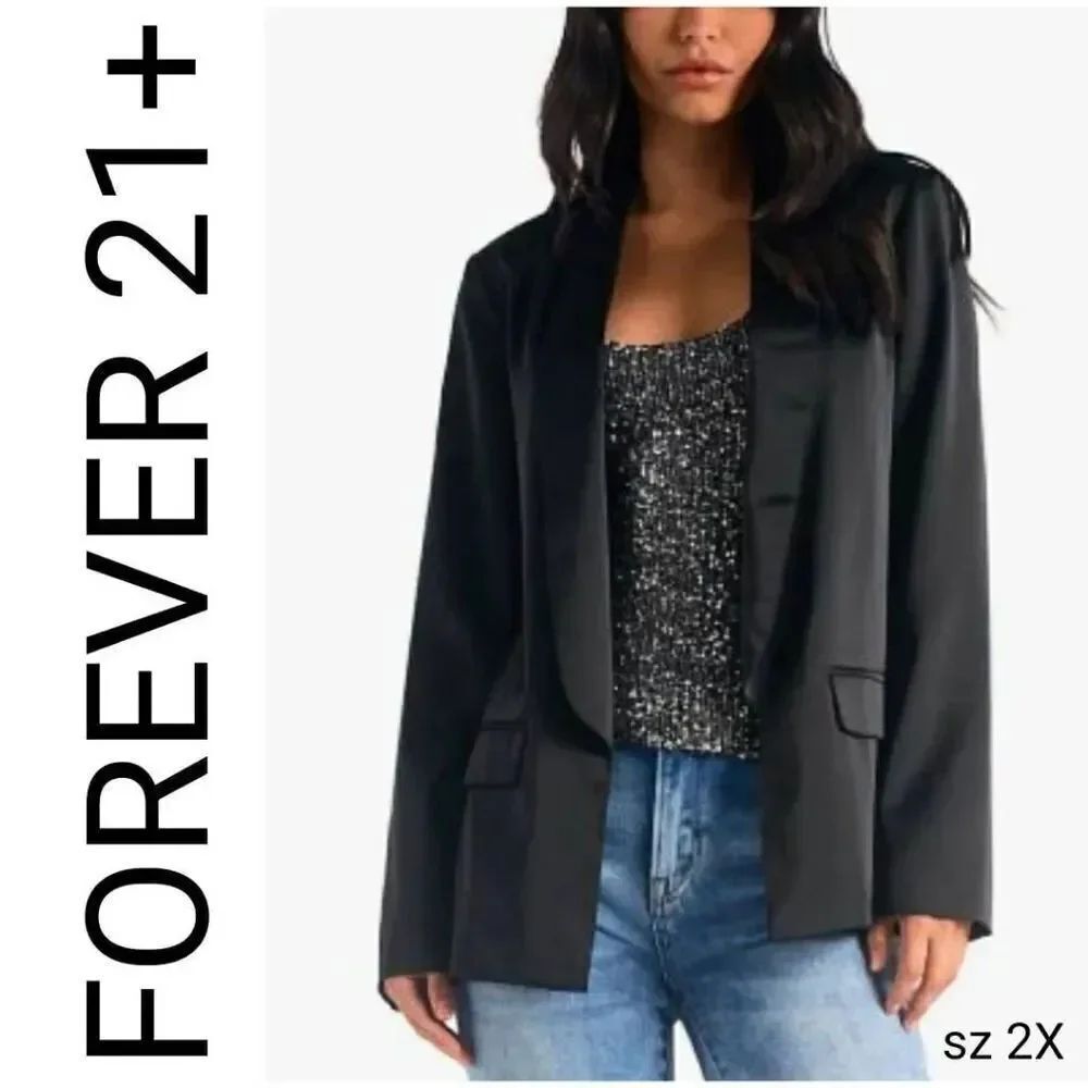 Forever 21 Plus Black Lightweight Jacket